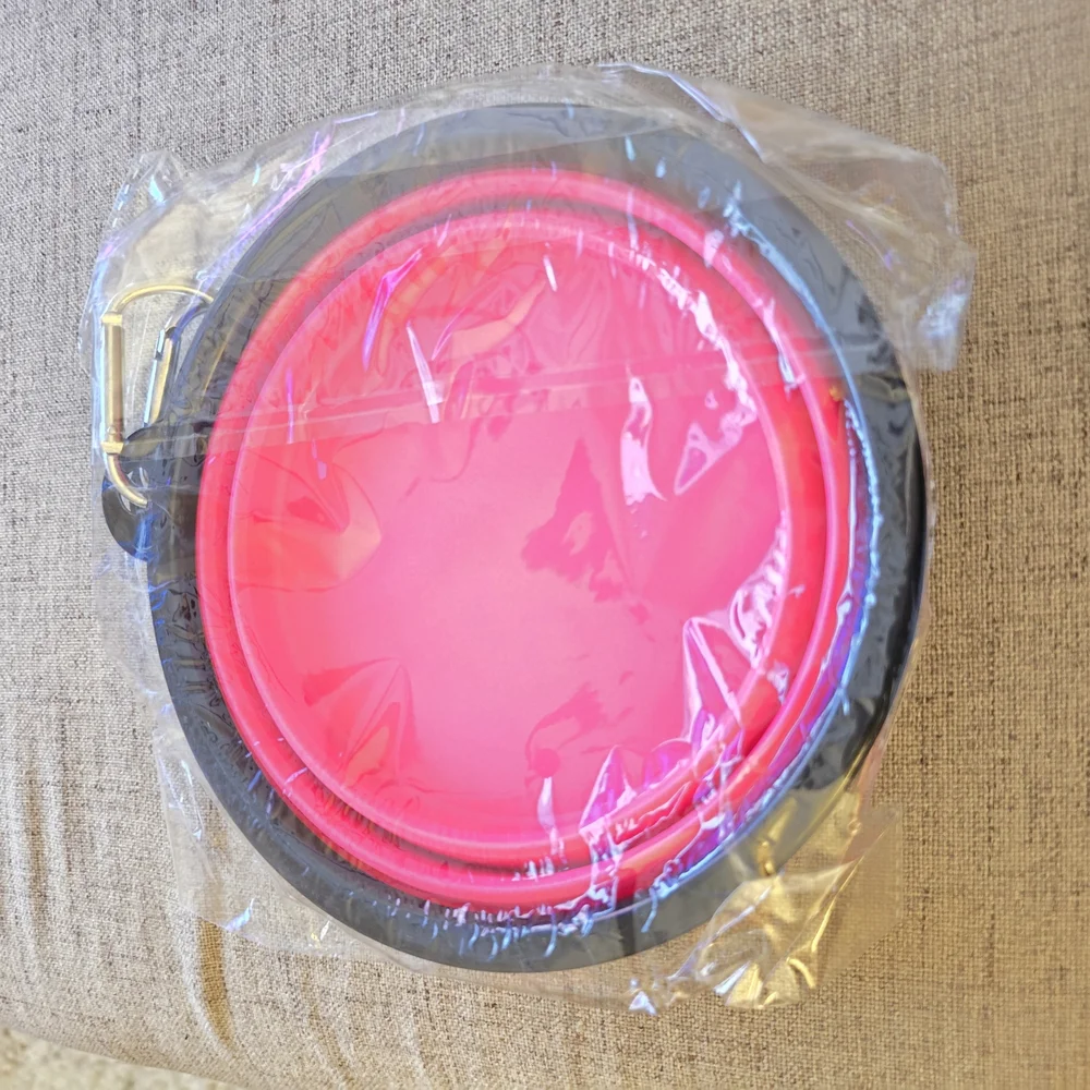 Collapsible Pet Bowls - Pink & Grey